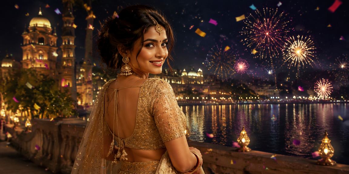 Indian player enjoying live casino games on mobile in traditional attire