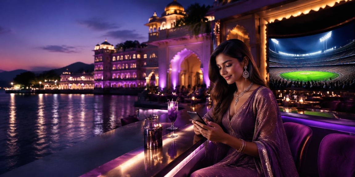 Modern Indian player enjoying cricket betting on mobile at night